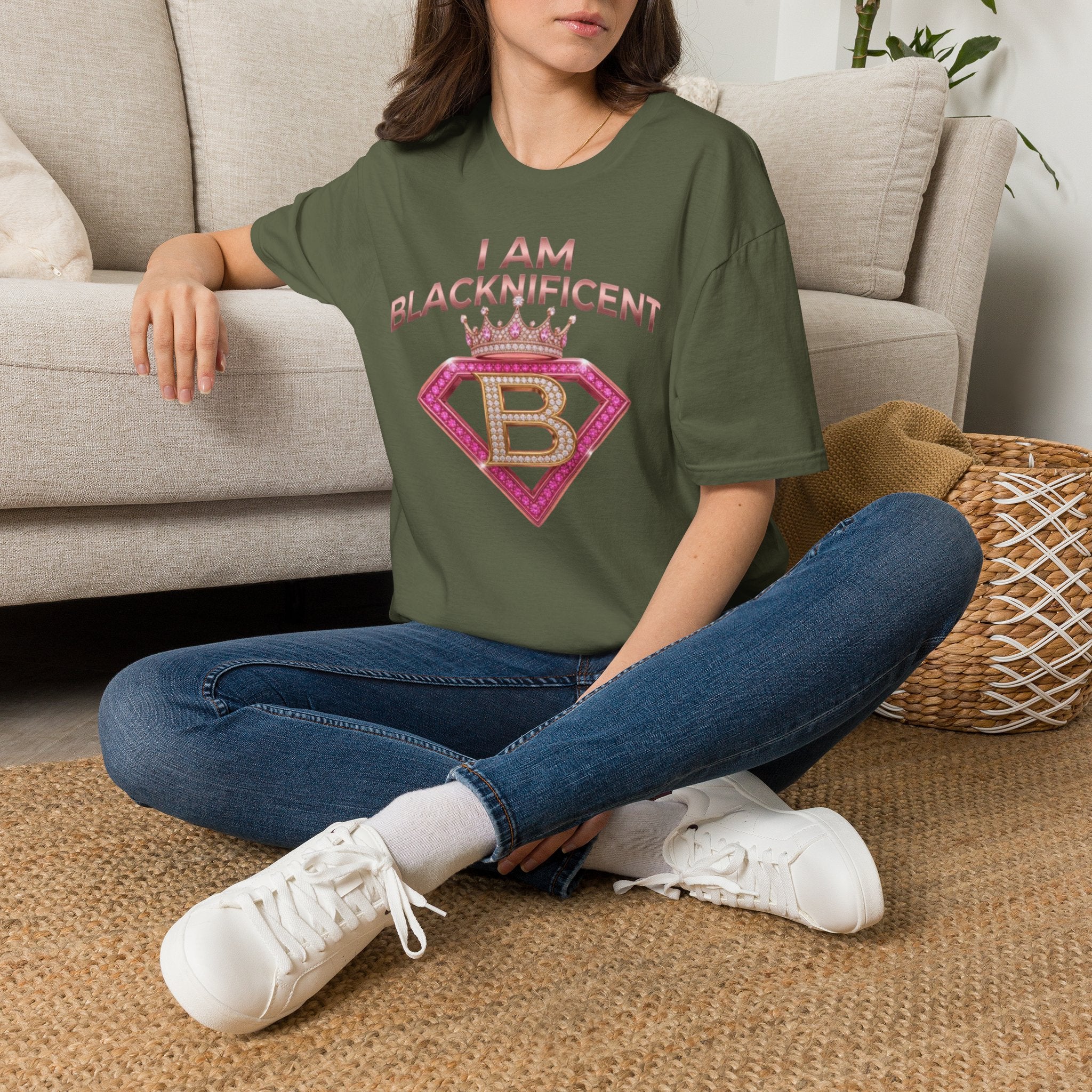 Blacknificent Crown T-Shirt — "I Am Blacknificent" Empowerment Tee F