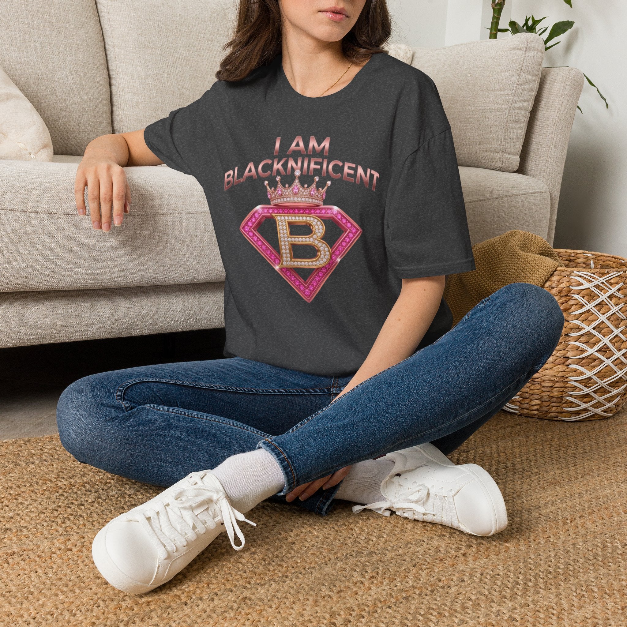 Blacknificent Crown T-Shirt — "I Am Blacknificent" Empowerment Tee F